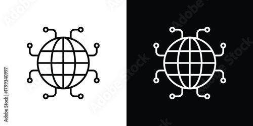 Global networking icon outline. Vector isolated pictogram for web