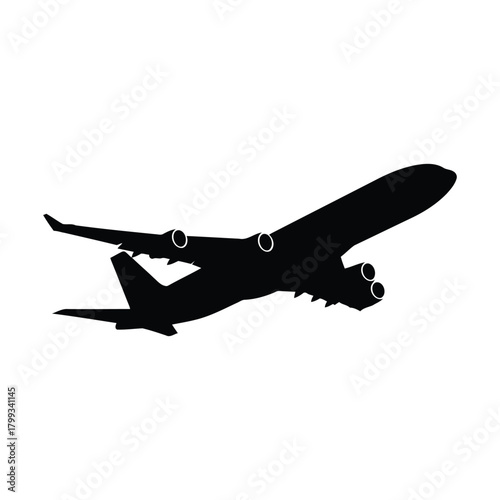 Airline passenger jet airplane taking off silhouette