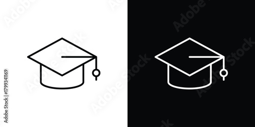 Graduation hat icon outline. Vector isolated pictogram for web