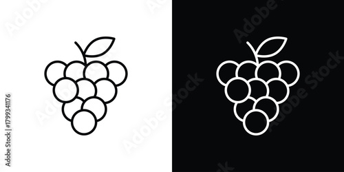 Grape icon outline. Vector isolated pictogram for web