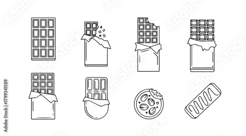 Collection of illustrated chocolate bar and candy bar silhouettes silhouette