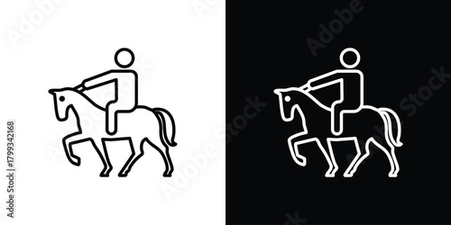 Horse riding icon outline. Vector isolated pictogram for web