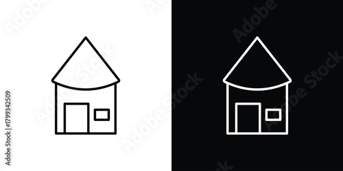 Hut icon outline. Vector isolated pictogram for web