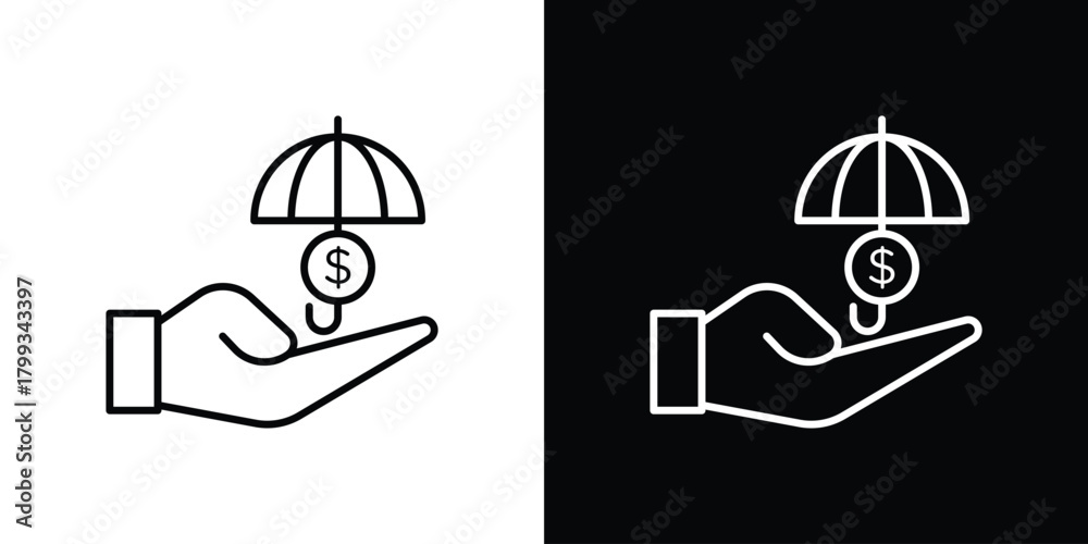 Fototapeta premium Investment insurance icon outline. Vector isolated pictogram for web