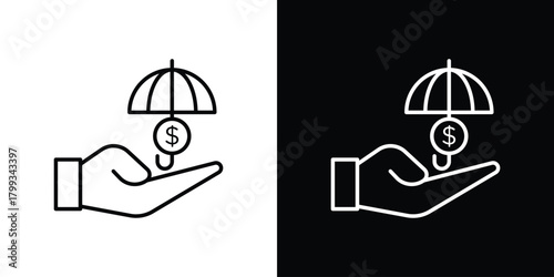 Investment insurance icon outline. Vector isolated pictogram for web