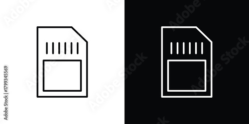 Memory card icon outline. Vector isolated pictogram for web