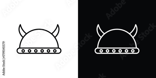 Medieval Helmet with Horns icon outline. Vector isolated pictogram for web