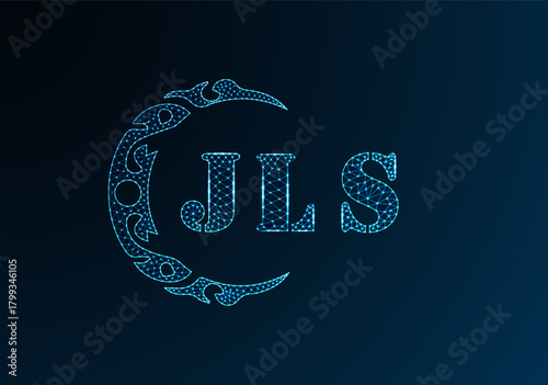 Low poly letter logo JLS design. JLS letter logo low poly vector design on blue color gradient background. JLS logo low poly design