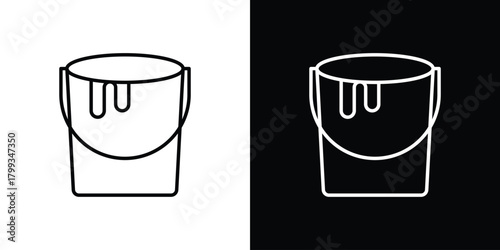 Paint bucket icon outline. Vector isolated pictogram for web