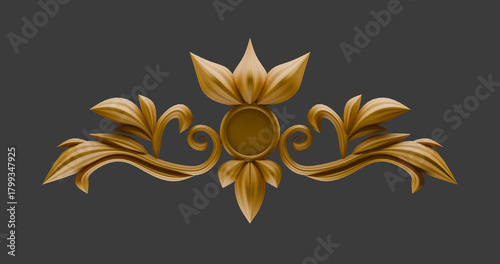 Elegant golden decorative frame design with symmetrical swirls and diamond shapes