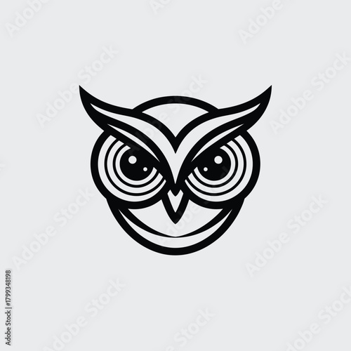 Stylized owl head vector illustration, wise bird graphic design element Vector