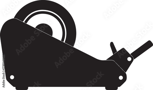 black silhouette of tape dispenser on white background, vector.