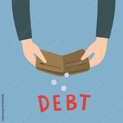 Hand opens empty wallet with no money.