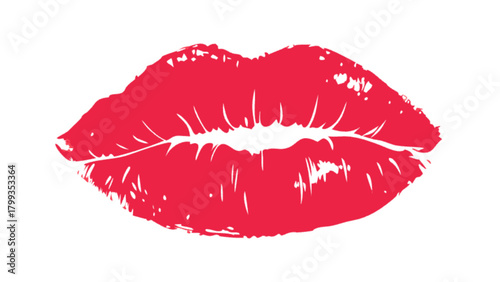 A vibrant red lipstick kiss mark on a, perfect for adding a touch of romance and passion to your designs, isolated on