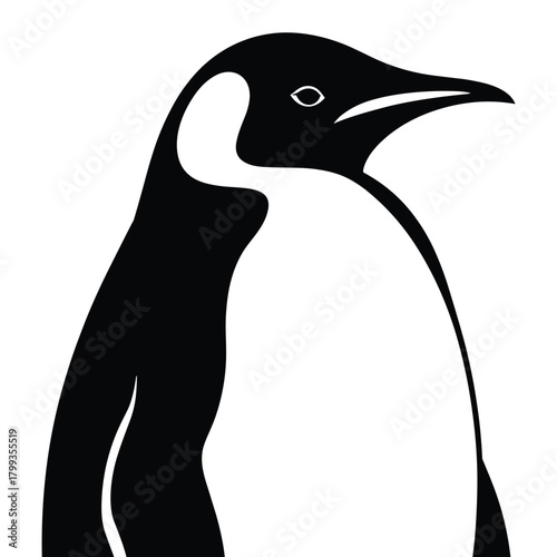 Black and white illustration of a penguin