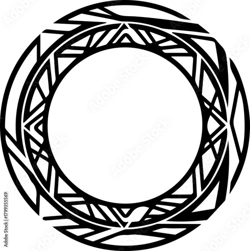 Intricate geometric circle design with bold lines for modern creative projects needing a unique decorative element, perfect for branding and digital art