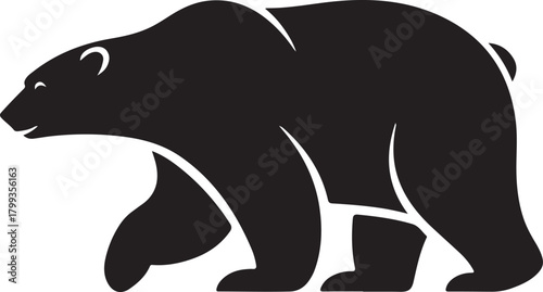 Silhouette of a walking polar bear on a white background