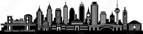 Dynamic city skyline silhouette captures modern urban energy for business and travel projects