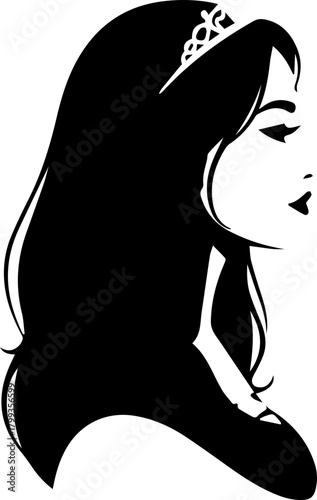 Elegant princess profile with tiara, showcasing classic beauty and regal allure for sophisticated designs and storytelling.