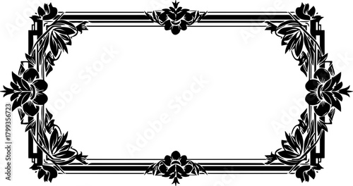 Elegant decorative frame with intricate floral motifs and classic art deco styling for sophisticated design projects and invitations