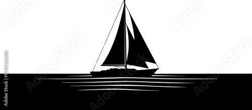 Elegant sailboat glides across calm dark water, symbolizing freedom, adventure, and serene maritime journeys.