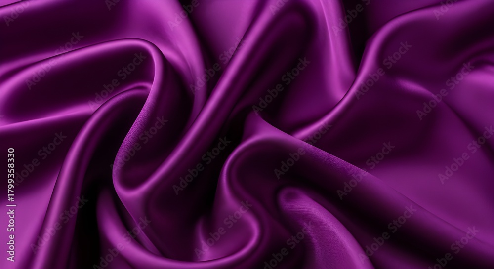 Obraz premium Luxurious deep purple satin fabric with elegant folds and soft sheen