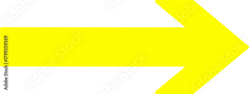 Bold yellow right-pointing arrow symbol on a clean white background, ideal for direction signs, navigation icons, web design elements, and graphic indicators.