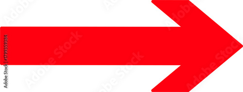 Bold red right-pointing arrow symbol on a clean white background, ideal for direction signs, navigation icons, web design elements, and graphic indicators.