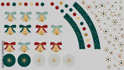 Christmas bells snowflakes and decorative elements for holiday design