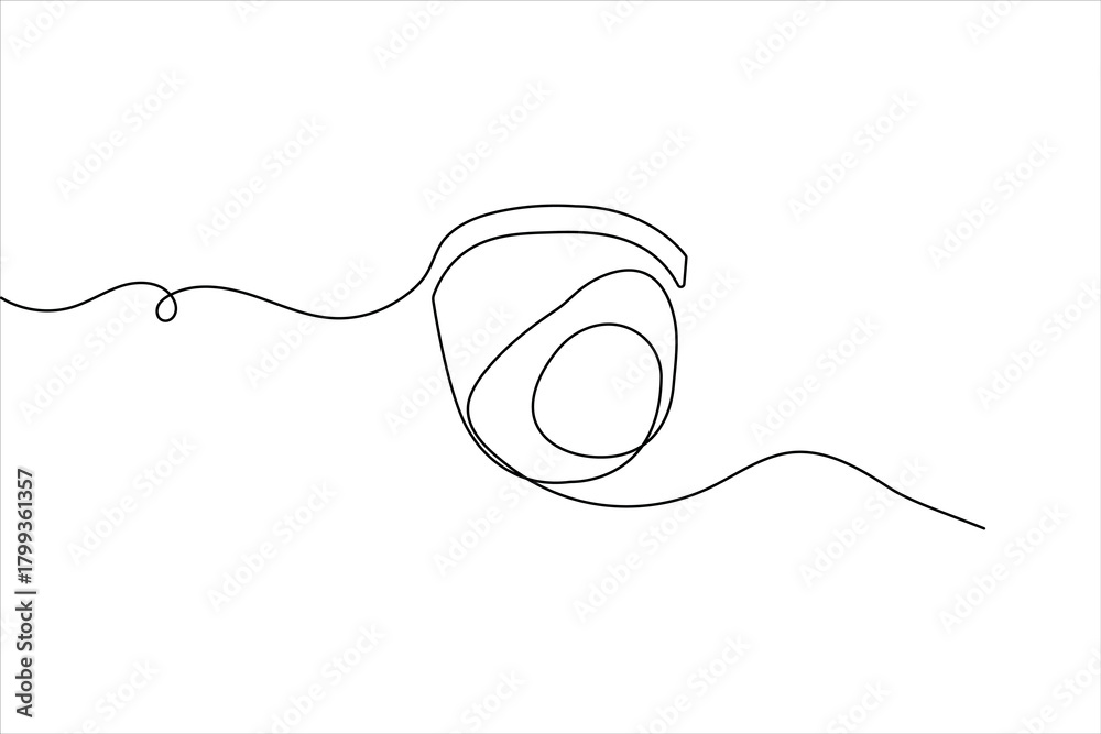 Obraz premium Cctv camera single line art minimalist outline security device illustration 