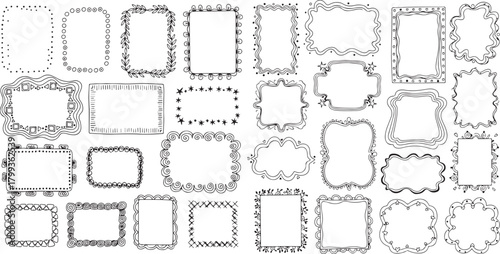 Diverse Hand Drawn Doodle Frames with Decorative Outlines and Shapes