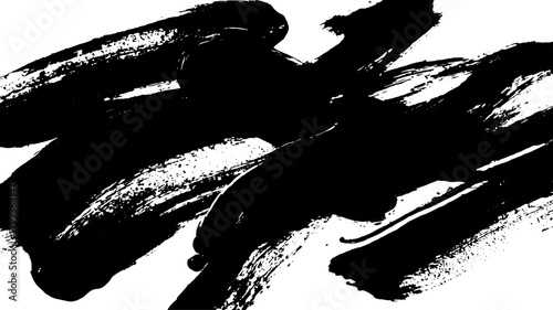 Black brush strokes create an abstract vector illustration. The dynamic texture adds a modern and artistic touch to the design set.