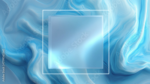 Abstract blue marble background with light box and frame element.