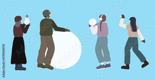 겨울 눈사람 만들기 캐릭터