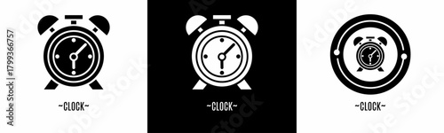 Clock logo set. Collection of black and white logos. Stock vector.