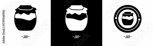 Jar logo set. Collection of black and white logos. Stock vector.