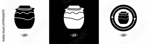 Jar logo set. Collection of black and white logos. Stock vector.
