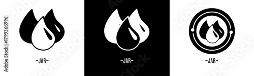 Water drop logo set. Collection of black and white logos. Stock vector.