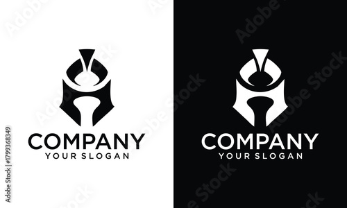 Creative simple helm spartan strong logo