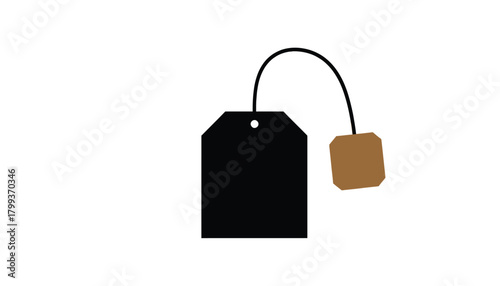 Simple tea bag illustration a flat icon for hot beverage isolated on white background