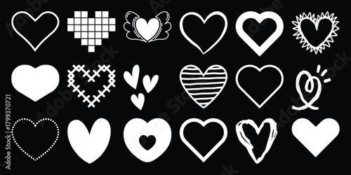 set of heart shaped icons