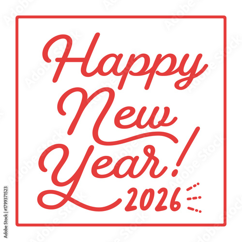 Wallpaper Mural 正方形にHappy New Year 2026の赤い文字 - 2026年の英語の賀詞のロゴ風装飾素材 Torontodigital.ca