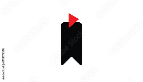Bookmark icon with red tag simple flat design element isolated on white background for web and mobile apps