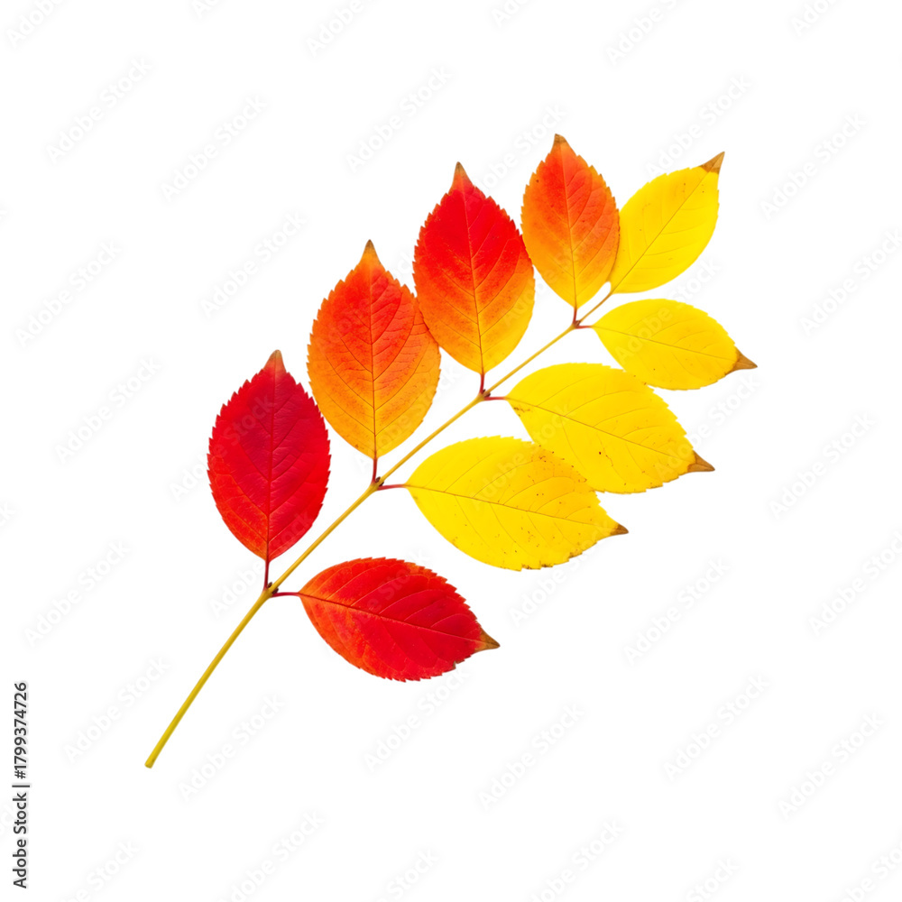 Naklejka premium Autumn branch with red and yellow leaves isolated on transparent background