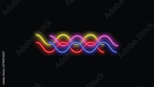 Abstract Neon Waves Glowing In The Dark