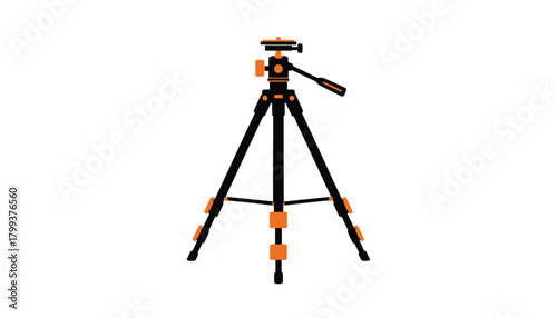 Black and orange tripod a stable support for cameras isolated on a white background