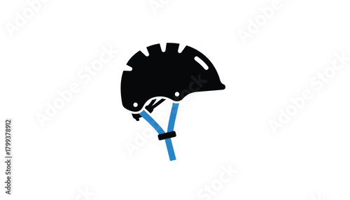 Black bicycle helmet icon simple flat illustration for safety and protection isolated on white background