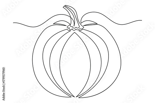 Minimalist pumpkin created with continuous single line illustration