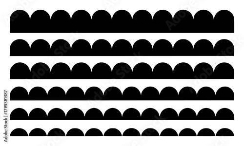 Collection of Black Scalloped Borders and Decorative Elements