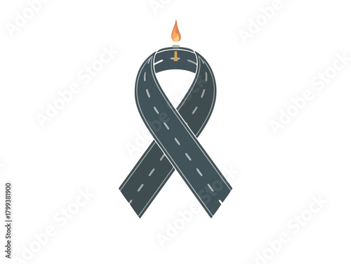 World Day of Remembrance for Road Traffic Victims Candle and Yellow Ribbon Vector